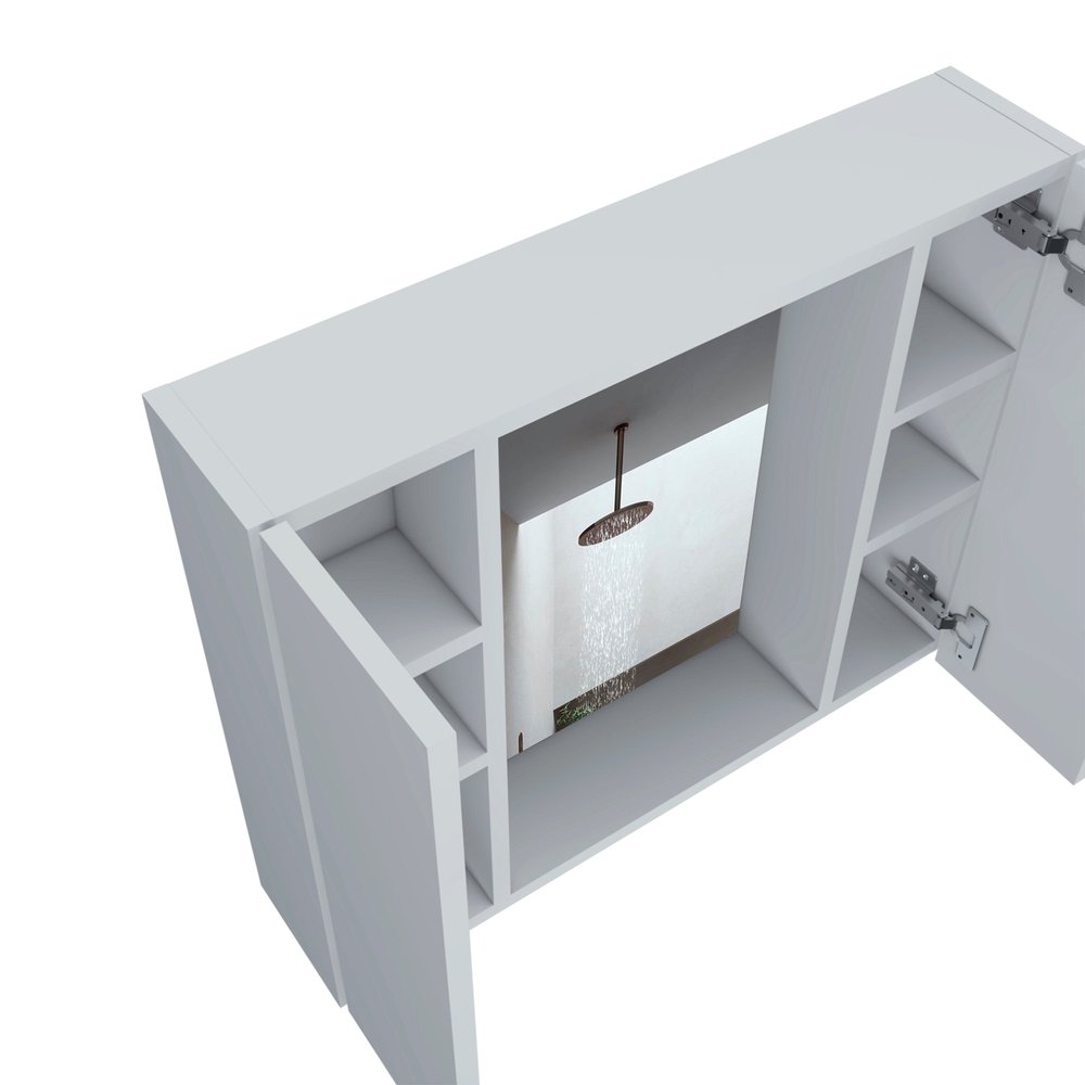 White Wood Wall Mounted Double Door Medicine Cabinet - 24-inch