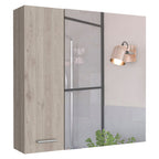 Light Gray Wood Floating Single Door Bathroom Vanity and Medicine Cabinet with Mirror