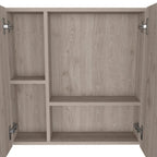 Light Gray Wood Floating Single Door Bathroom Vanity and Medicine Cabinet with Mirror