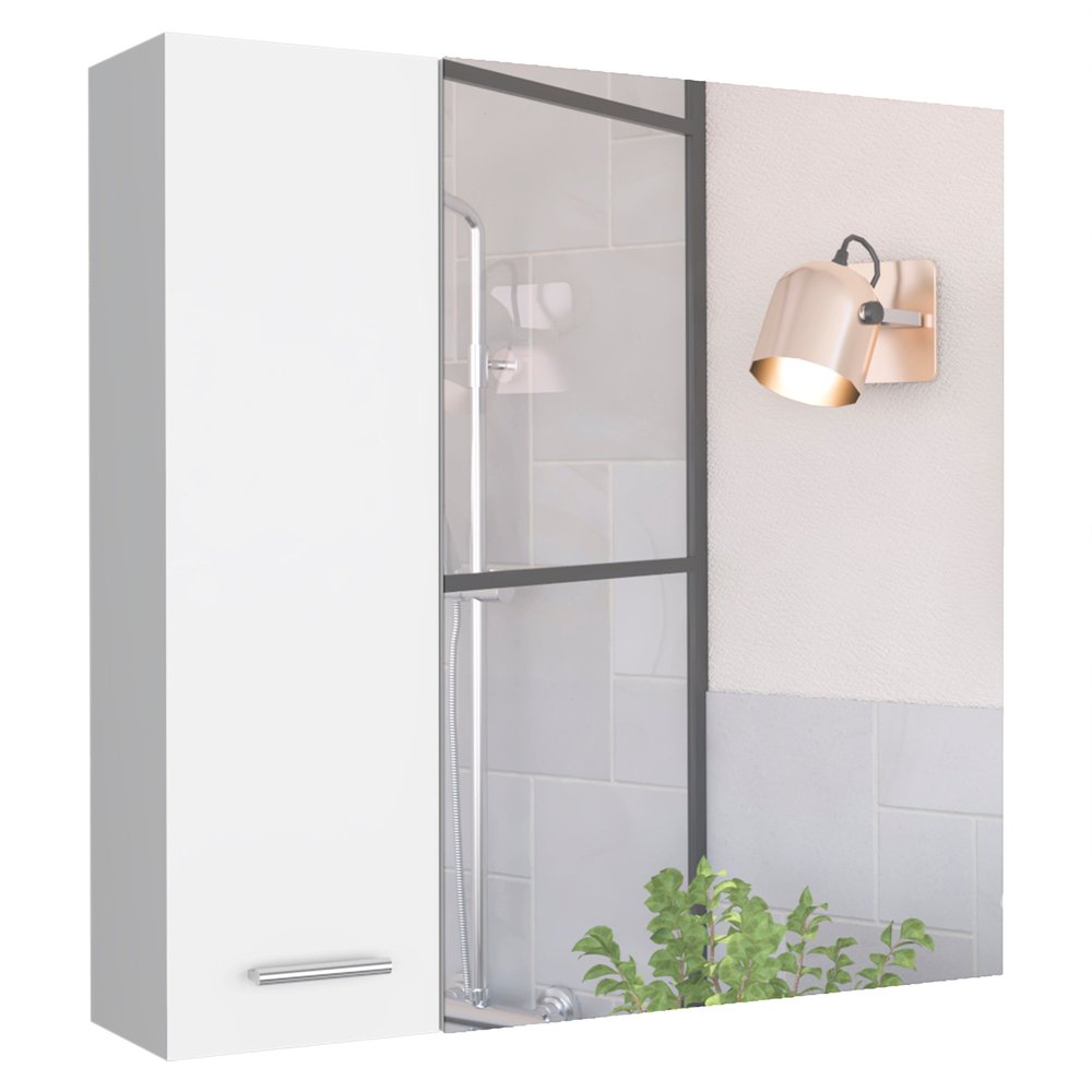 White Wood Wall Mounted Double Door Medicine Cabinet - 24-inch