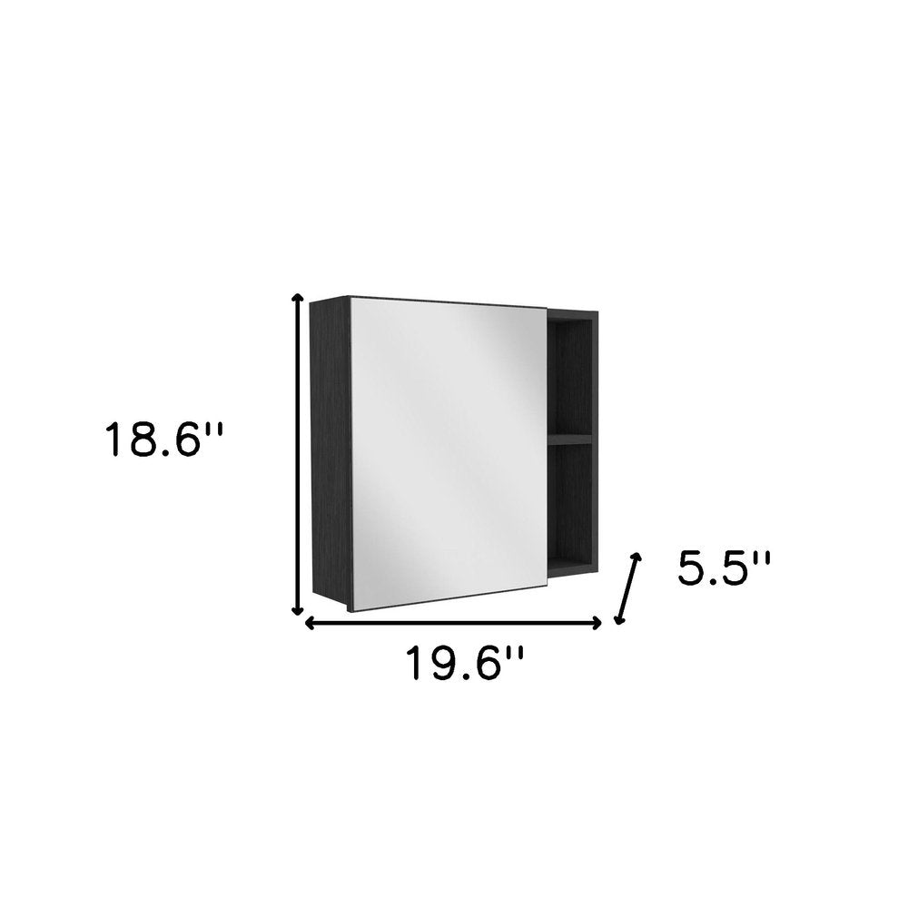 Black Wood Wall Mounted Single Door Medicine Cabinet - 20-inch
