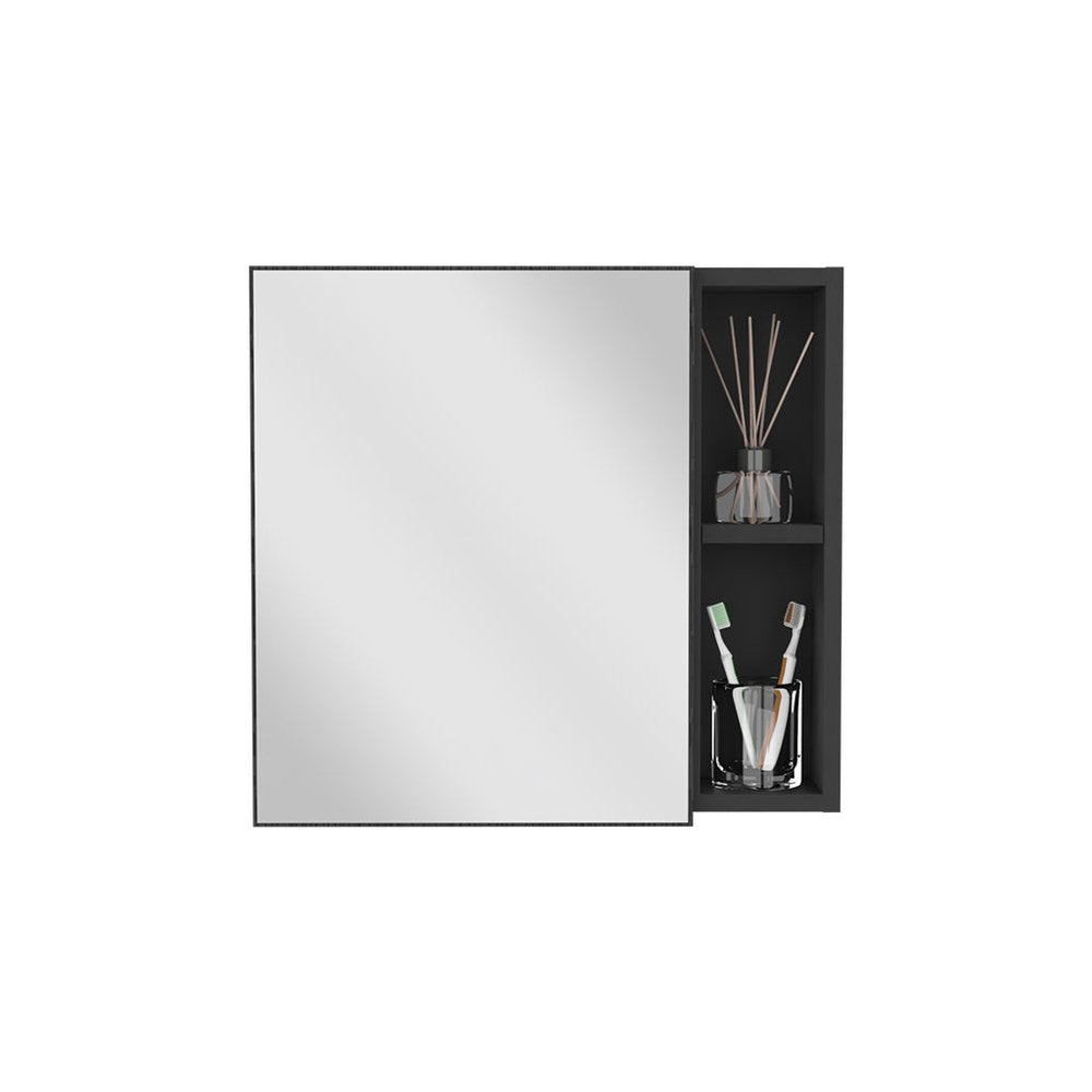 Black Wood Wall Mounted Single Door Medicine Cabinet - 20-inch