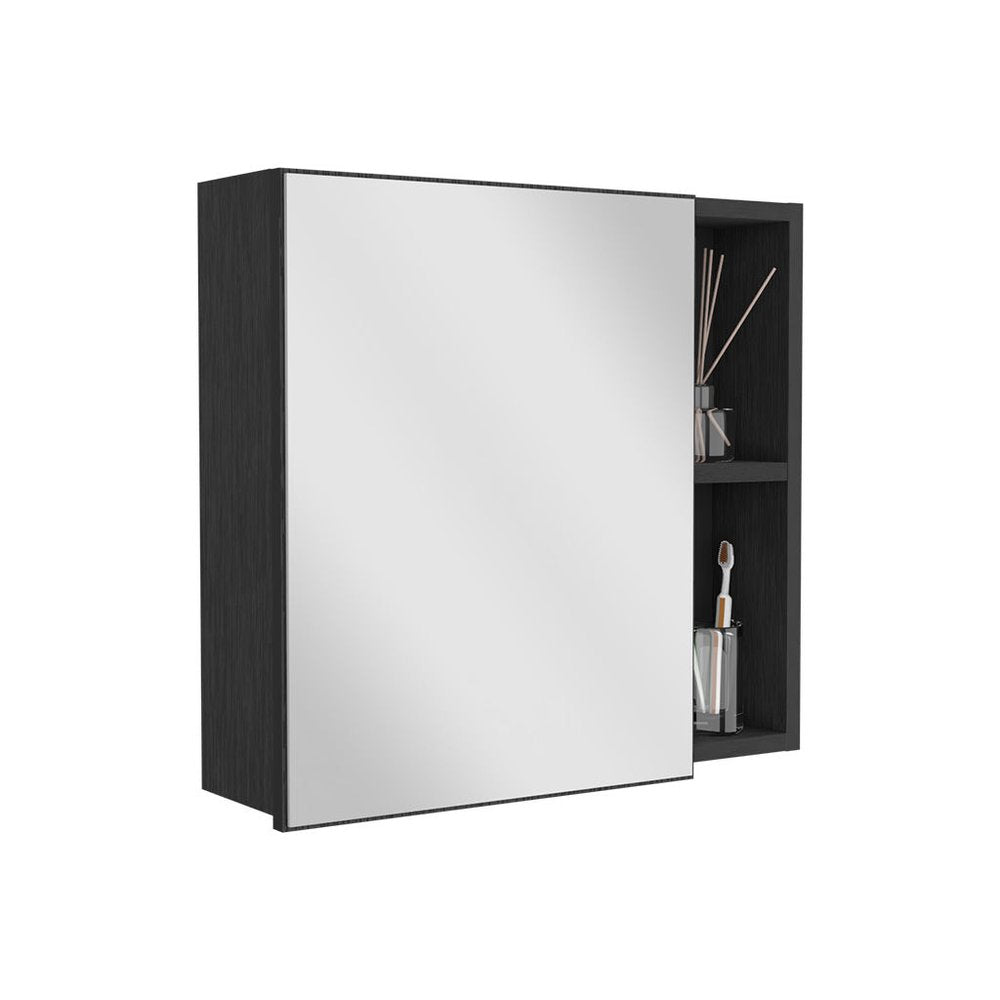 Black Wood Wall Mounted Single Door Medicine Cabinet - 20-inch