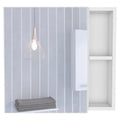 White Wood Floating Single Door Bathroom Vanity and Medicine Cabinet with Mirror