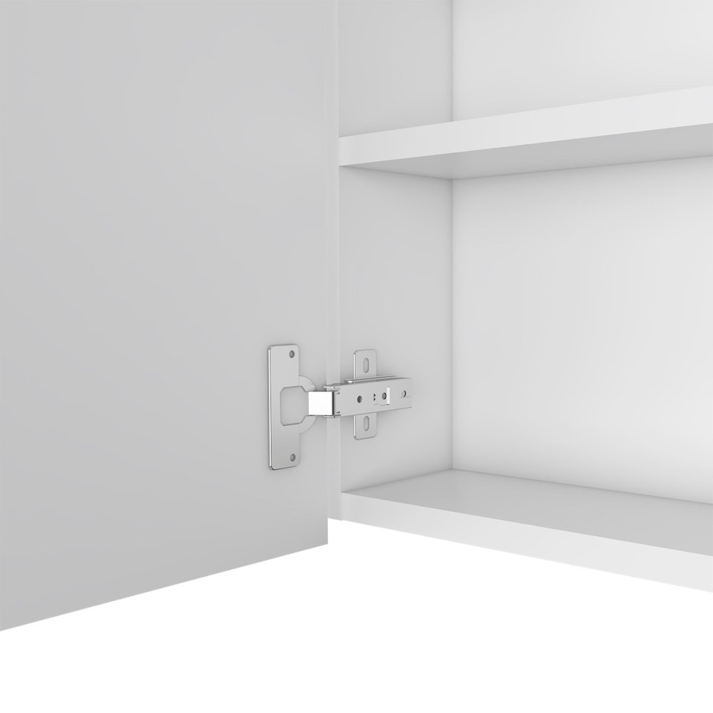 White Wood Floating Single Door Bathroom Vanity and Medicine Cabinet with Mirror