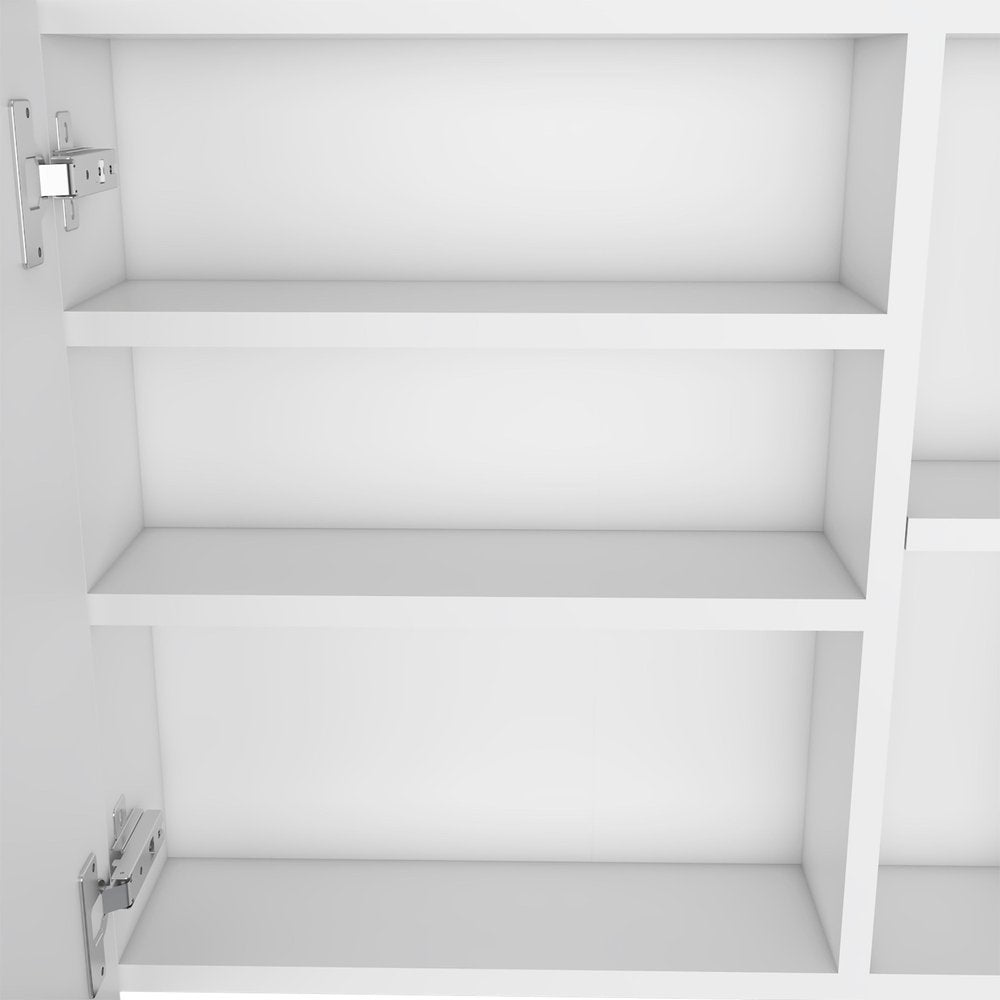 White Wood Floating Single Door Bathroom Vanity and Medicine Cabinet with Mirror