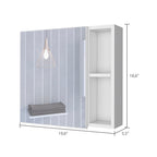 White Wood Floating Single Door Bathroom Vanity and Medicine Cabinet with Mirror