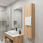 Natural Wood Wall Mounted Single Door Medicine Cabinet - 13-inch