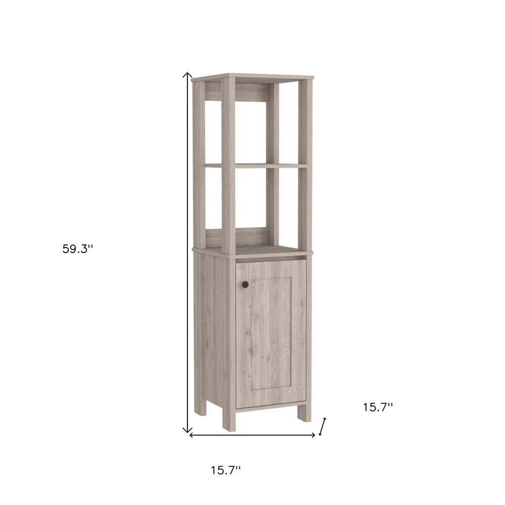 Light Gray Wood Freestanding Single Door Bathroom Vanity - 16-inch