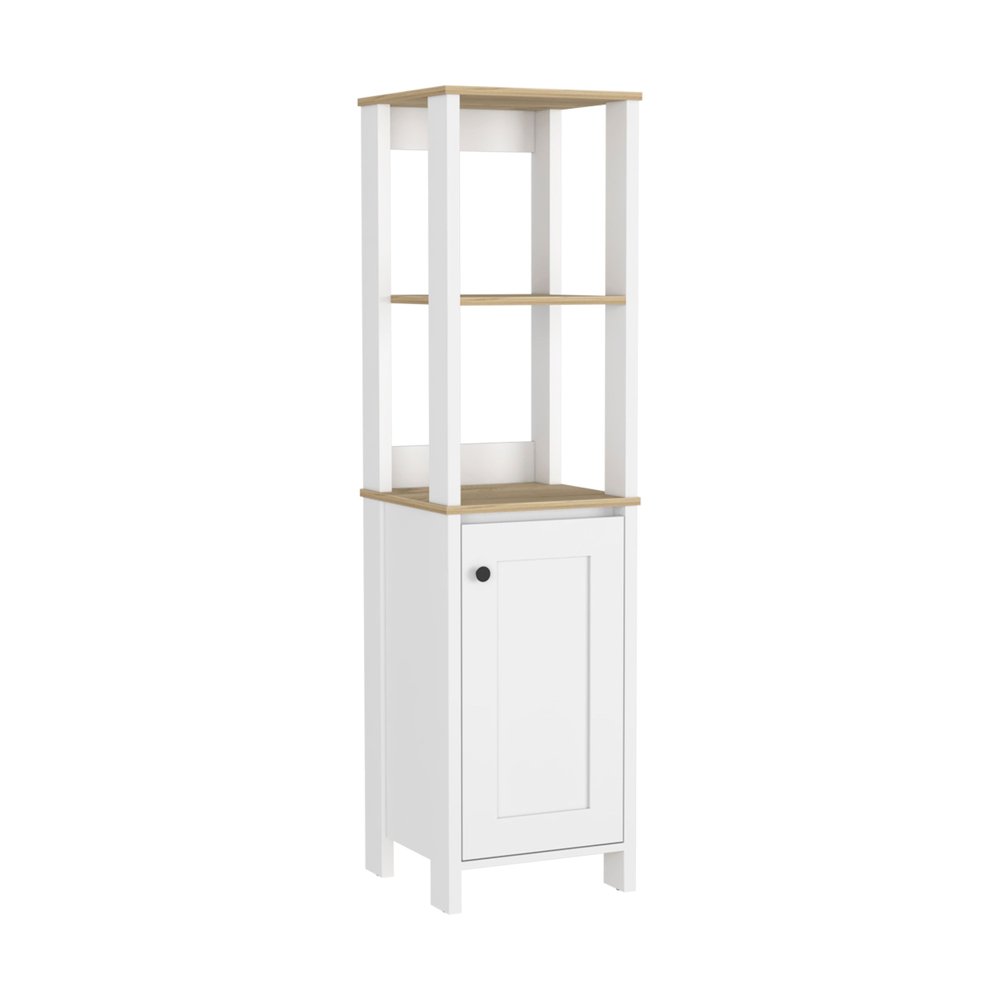 White Wood Freestanding Single Door Bathroom Vanity - 16-inch