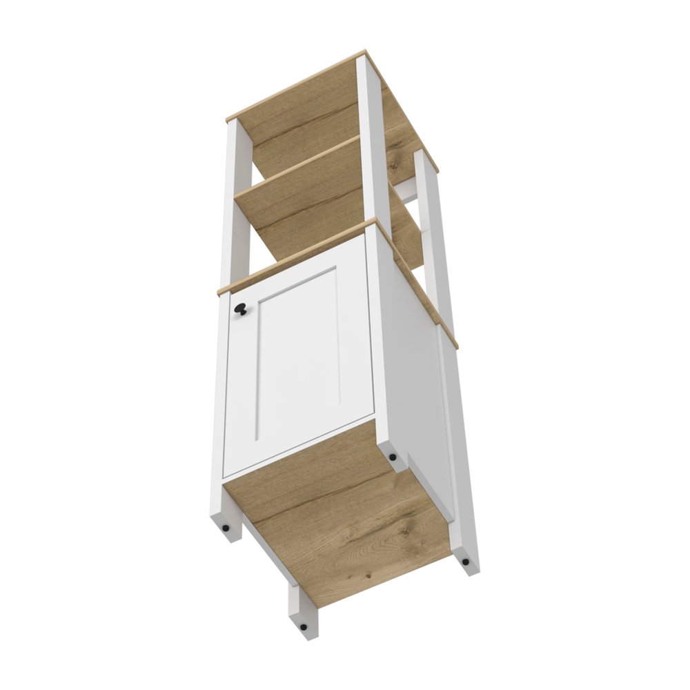 White Wood Freestanding Single Door Bathroom Vanity - 16-inch