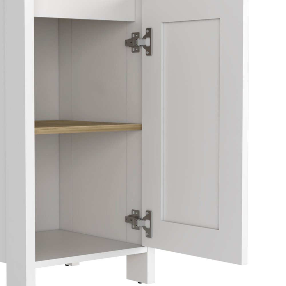 White Wood Freestanding Single Door Bathroom Vanity - 16-inch