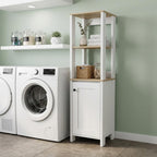 White Wood Freestanding Single Door Bathroom Vanity - 16-inch