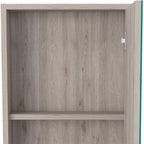 Light Gray Wood Floating Single Door Bathroom Vanity and Medicine Cabinet with Mirror