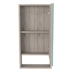 Light Gray Wood Floating Single Door Bathroom Vanity and Medicine Cabinet with Mirror