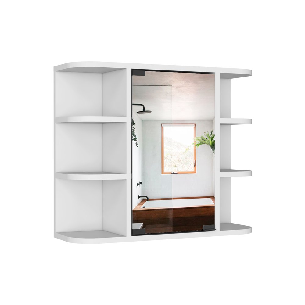 White Wood Wall Mounted Single Door Medicine Cabinet - 24-inch