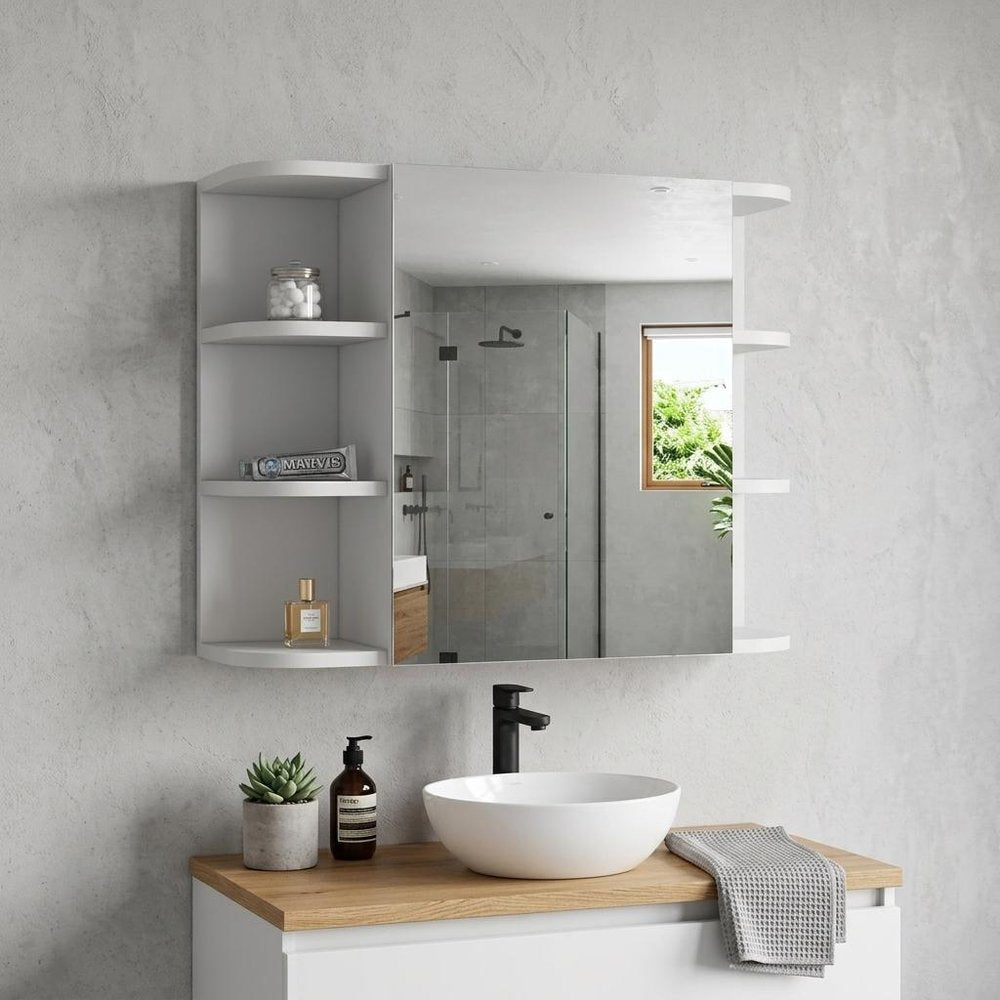 White Wood Wall Mounted Single Door Medicine Cabinet - 24-inch