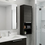 Black Wood Wall Mounted Single Door Medicine Cabinet - 12-inch