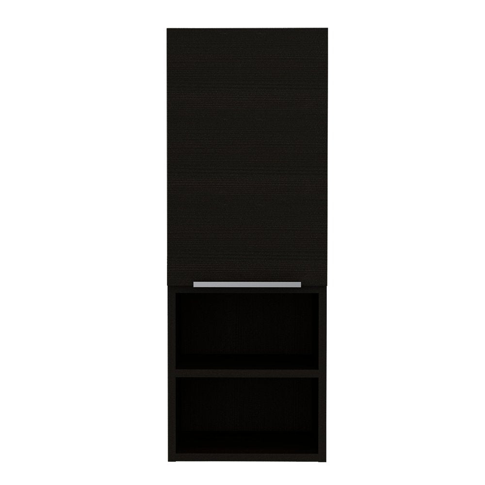 Black Wood Wall Mounted Single Door Medicine Cabinet - 12-inch