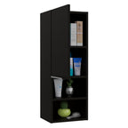 Black Wood Wall Mounted Single Door Medicine Cabinet - 12-inch