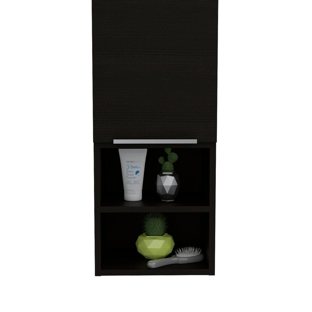 Black Wood Wall Mounted Single Door Medicine Cabinet - 12-inch
