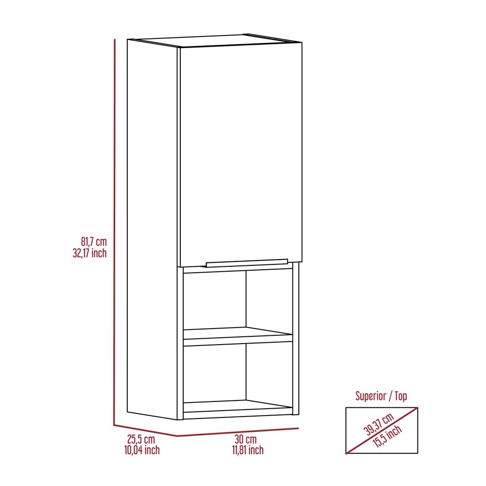 Black Wood Wall Mounted Single Door Medicine Cabinet - 12-inch