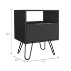 Black Wood Nightstand - 22-inch