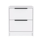 White Wood Two Drawer Nightstand - 19-inch