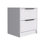 White Wood Two Drawer Nightstand - 19-inch