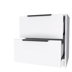 White Wood Two Drawer Nightstand - 19-inch
