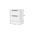White Wood Two Drawer Nightstand - 19-inch