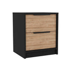Black Wood Two Drawer Nightstand - 19-inch