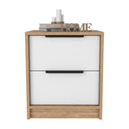 White Wood Two Drawer Nightstand - 19-inch