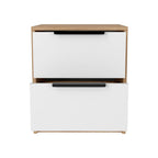 White Wood Two Drawer Nightstand - 19-inch