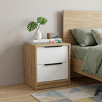 White Wood Two Drawer Nightstand - 19-inch