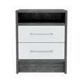Gray Wood Two Drawer Nightstand - 20-inch