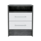 Gray Wood Two Drawer Nightstand - 20-inch