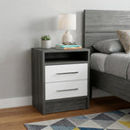Gray Wood Two Drawer Nightstand - 20-inch