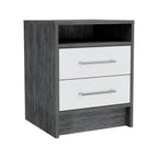 Gray Wood Two Drawer Nightstand - 20-inch