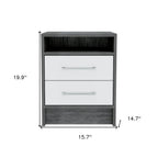 Gray Wood Two Drawer Nightstand - 20-inch