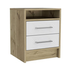White Wood Two Drawer Nightstand - 20-inch