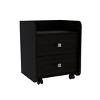 Black Wood Two Drawer Nightstand - 22-inch