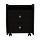 Black Wood Two Drawer Nightstand - 22-inch