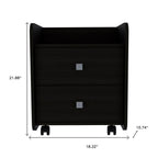 Black Wood Two Drawer Nightstand - 22-inch