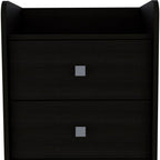 Black Wood Two Drawer Nightstand - 22-inch