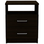 Black Wood Two Drawer Nightstand - 20-inch