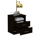 Black Wood Two Drawer Nightstand - 20-inch