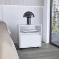 White Wood One Drawer Nightstand - 21-inch
