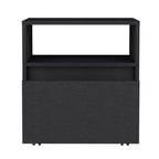 Black Wood One Drawer Nightstand - 21-inch