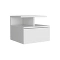 White Wood One Drawer Floating Nightstand - 12-inch